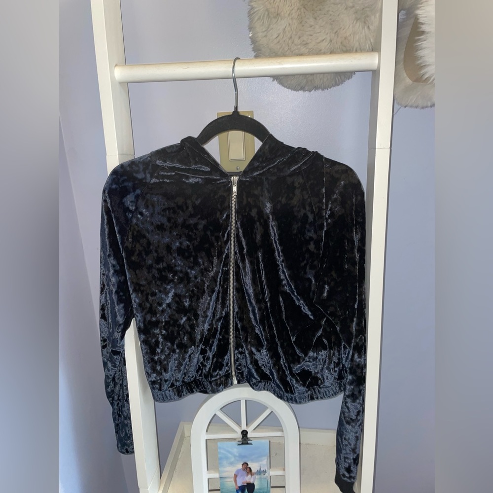 LA SENSA cropped hoodie zip up in velour